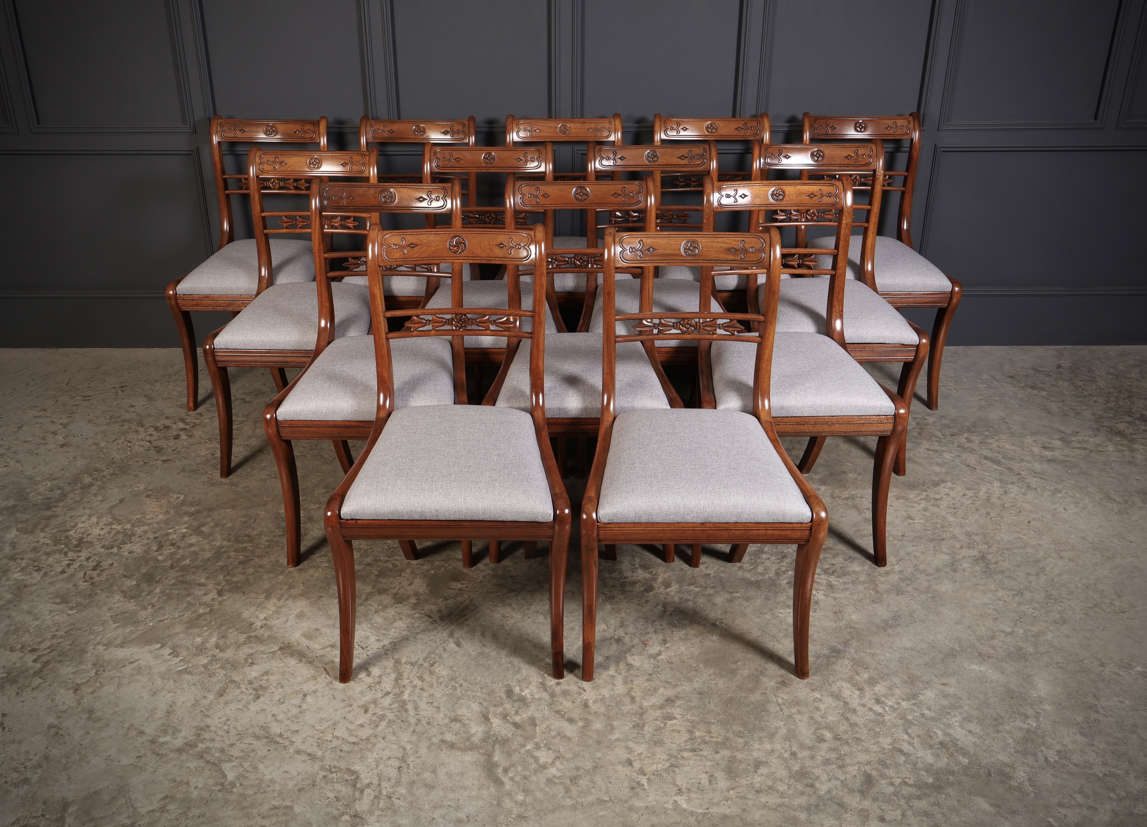 Set of 14 Regency Mahogany Bar Back Dining Chairs Antique dining chairs Antique Chairs 5